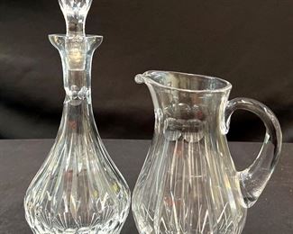 Crystal Heavy Clear Glass Handcut Crystal Pitcher Decanter 2pcs