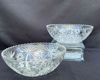 Anchor Presscut Clear Crystal Glass Bowls 2pcs