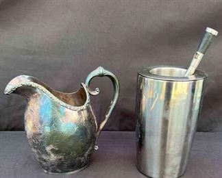 Antique Barker Ellis, Corkcicle Frontgate Ornate Silver Plate Pitcher 3pcs
