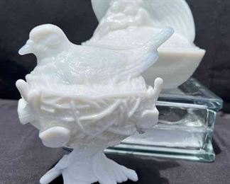 Westmoreland Milk Glass Eagle Hen On Nest