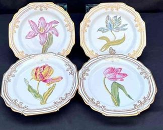 Wong Lee Hand Painted Gold Trim Wall Plate Bundle 4pcs