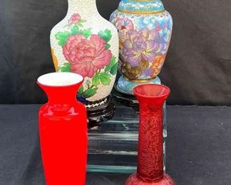 Vintage Cloisonn Vase Bundle 4pcs