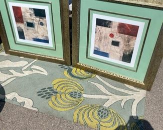 Abstract Masterpieces Pair of Framed Artworks 37 x 37   A Dazzling Duo.