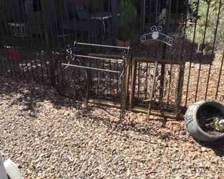 Artful Pairing Wood Metal Framed Art, Hose Holder, and Iron Treasures