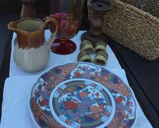 Artisanal Delights Woven Basket, Pottery Pitcher, Handmade Napkin Holders, Candleholder And More