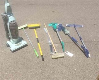 Clean Sweep Auction Assorted Cleaning Tools Vacuum, Brooms, and More Vacuum Needs Emptying