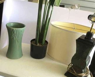 Elegant Dcor Trio Tall Artificial Plant, Beautiful Vase, and Chic Lamp Shade Holder Missing