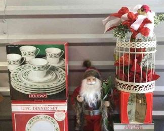 Holiday Dining and Decor Delights 2 Sets of 12Piece Dinnerware, Gravy Boat, Glasses And More