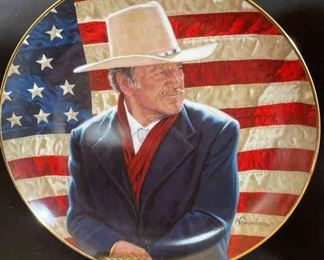 John Wayne Collectible Plates Set of 9, Missing 2 Certificates of Authenticity