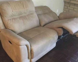 Marvelous Retractable Suede Ashley Sofa PushButton Magic Excellent Condition