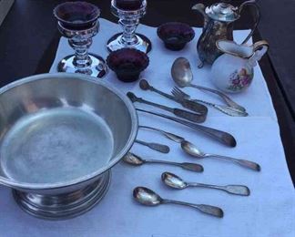 Sterling, Stainless, Cut Glass And More