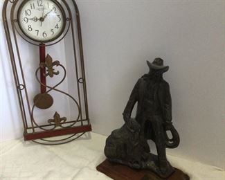 Trail Boss Ceramic Figure Austin Clock Co. Wall Clock Western Charm Auction