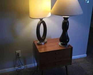 Two Lovely Lamps And Nightstand 