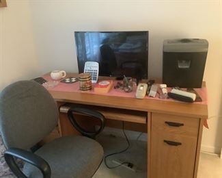 Desk and chair with flatscreen