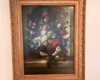  Y. BALDWIN - Oil Canvas - FLORAL STILL LIFE -Xtra Large ~~~ SIGNED Lower Left  - 35” x 46.5”.