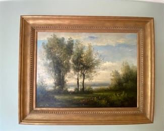 NIKE KYTE - Vintage Original Painting (American, 20th C.), Pastoral Landscape, Oil on Canvas, Signed. 39” x 29”