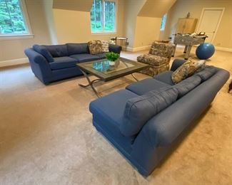 PEREAUX COUCHES Soothing BLUE TWEED Fabric
