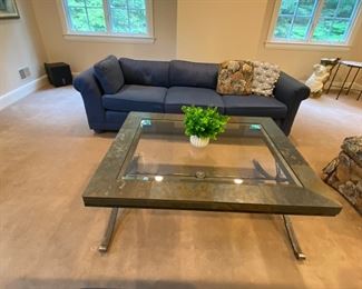 WROUGHT IRON & STONE + GLASS Cocktail Table