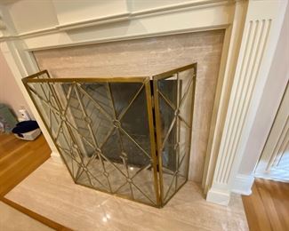 FRONTGATE FIREPLACE SCREEN Brass Dimensional Glass