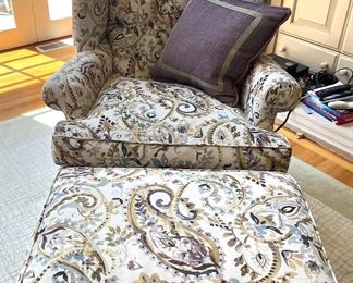 CUSTOM Wing Chair & Ottoman PAISLEY 