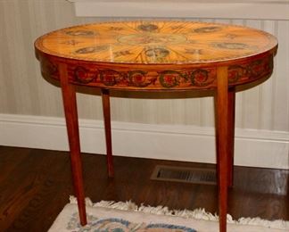Paint decorated satinwood table