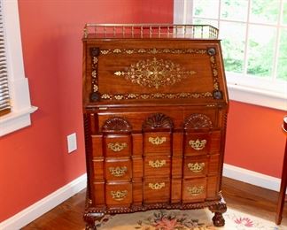 Brass inlaid fall front desk