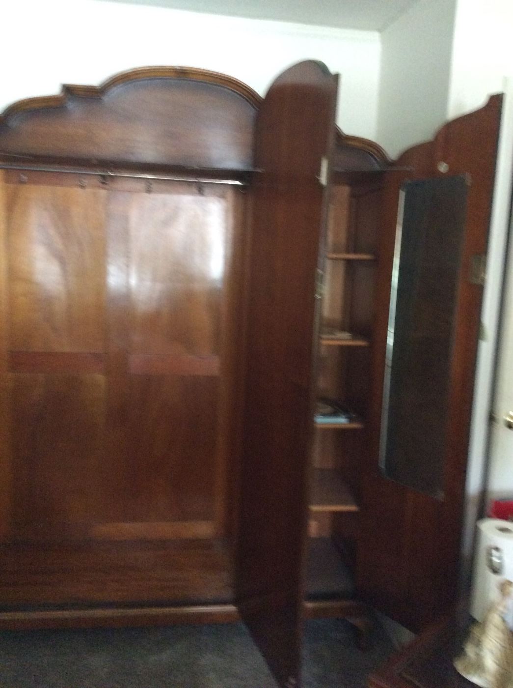 This is an absolutely gorgeous two piece set of furniture. Need a focal point in your home? This is it! Repurpose and place in your en suite or guest bathroom. Need more closet space? This is it!