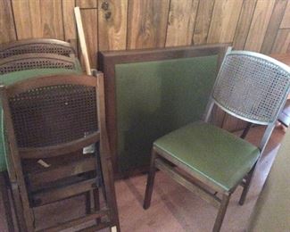 Set of four folding chairs with table. Let’s have game night!