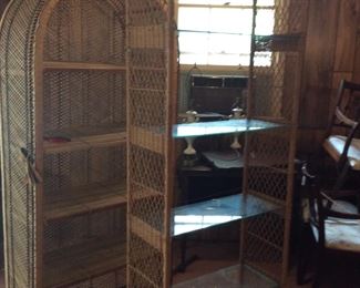 Two rattan shelving sets