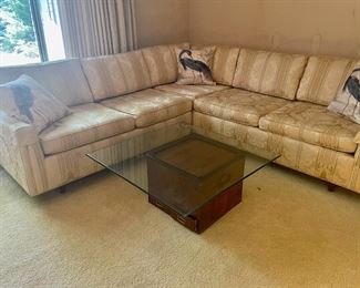 70's Brocade 2 Piece Sectional. 90L & 57L X 28H X34D