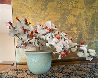 Glass Dogwood Sculpture. Circa 1986