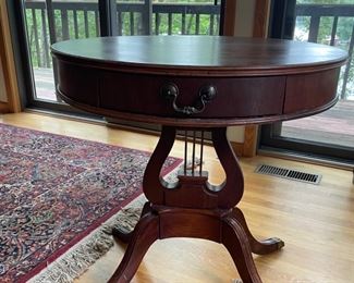Mahogany Lyre Drum Table