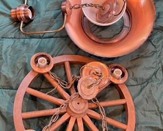 Vintage Mid-Century Wagon Wheel Light Fixture