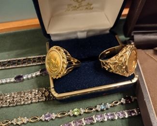 Krugerrand coin rings, his & hers