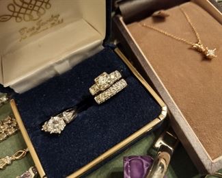 Diamond Solitaire 1.2 ct - Vintage wedding set, diamond pendent