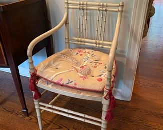 Pr. painted bamboo Regency style armchairs
