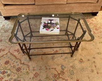 Baker bamboo brass tray coffee table                                              18"h x 38" long x 23.5"w
