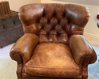Ralph Lauren Writer's chair & ottoman                                35"h x 40"w x 40"d   ottoman 14"h x 31"d x 26"w