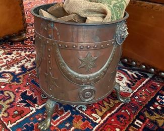 Antique Copper kindling barrel