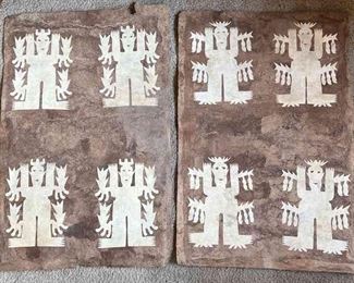 2 Mexican Folk Art Bark Paintings