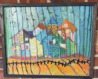 Abstract Painting Small Houses