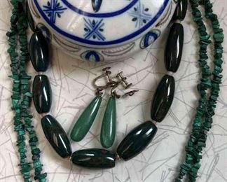 Bloodstone Malachite Bead Strands