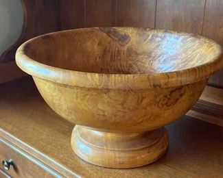 Large Wooden Pedestal Bowl
