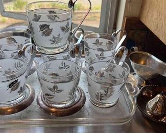 Libbey Silver Leaf Glass MugCup with Handle