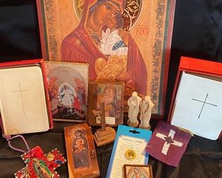 Madonna And Child, Christain Crosses Prayer Books