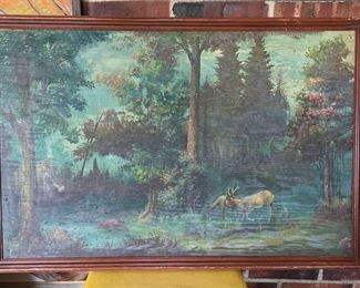 Original Forest Scene Painting On Wood