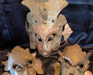 Trio Of Metal Tribal Mask