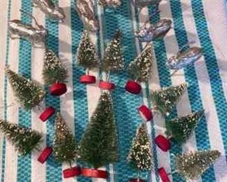 Vintage Christmas Bottle Brush Trees Plastic Reindeer