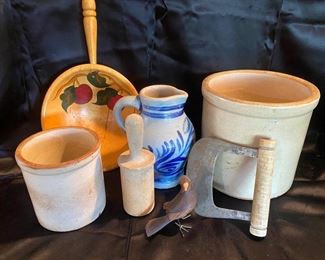 Vintage Crocks, Salt Glaze Pitcher More