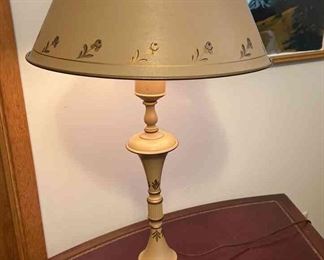Vintage Metal Lamp Wgold Tone Painted Decor